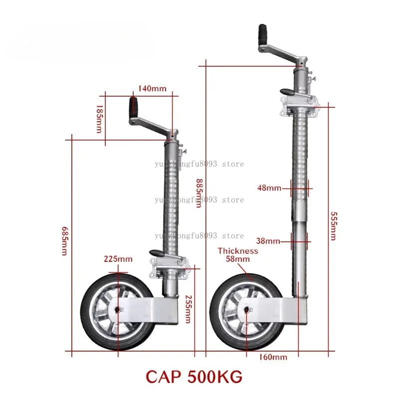 Heavy Duty 48MM Ribbed Trailer Jockey Wheel, Camper Jack Stand with Clamp for Caravan R V Corner Steady Support Leg Parts