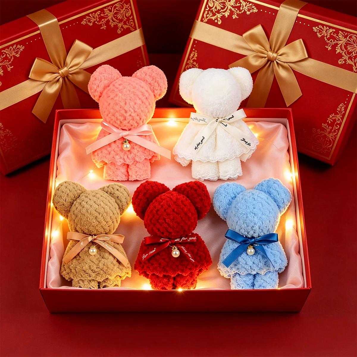 5 toallas con diseño de osito de peluche, perfectas para bodas, cumpleaños, regalos navideños, decoraciones para fiestas y regalos exquisitos