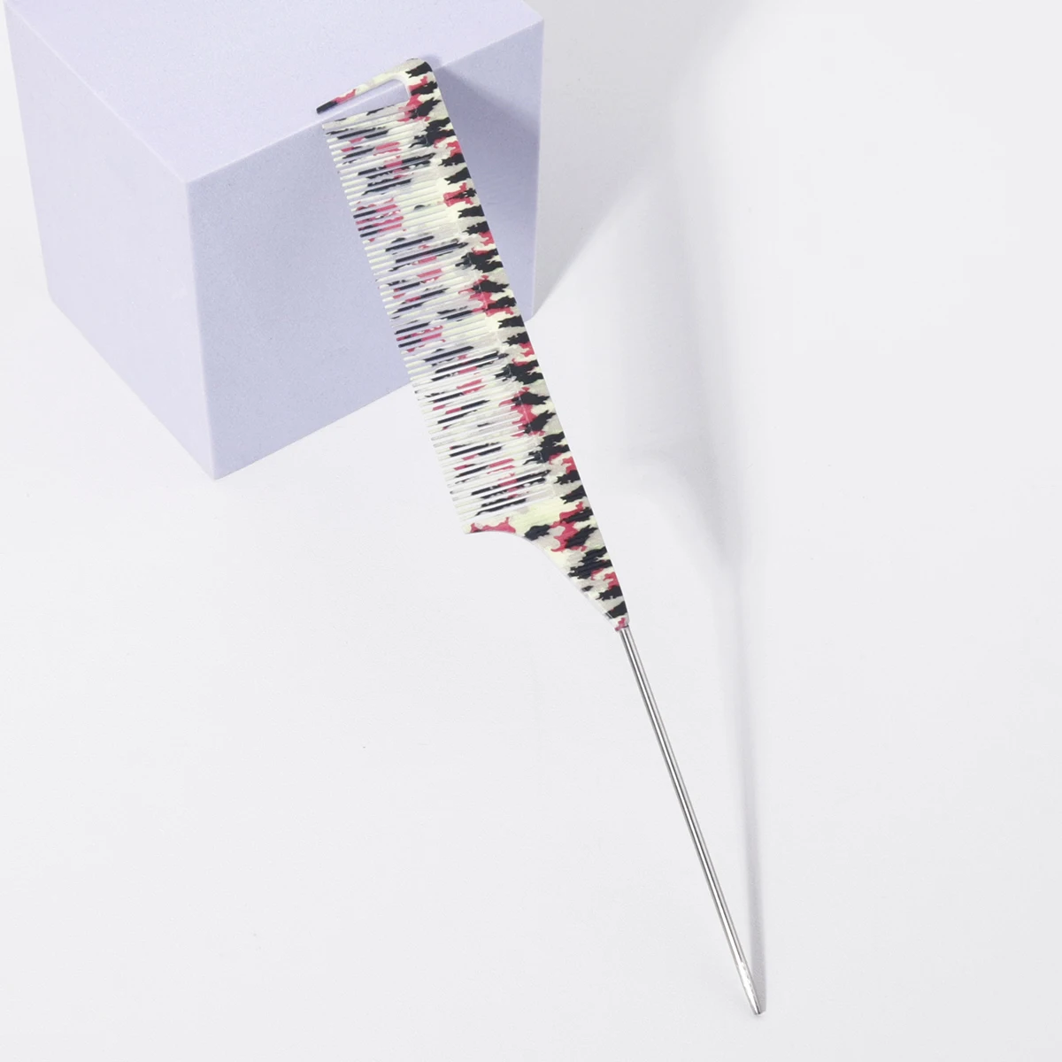 1pc steel needle pointed tail comb,camouflage graffiti design pattern,hair salon barber styling comb,Special for real hair wigs
