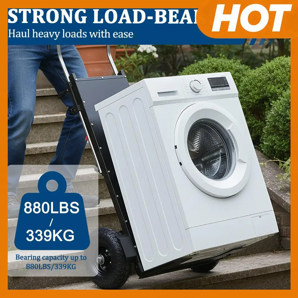 

Тележка для подъема по лестнице повышенной прочности с двигателем 1500 Вт, грузоподъемностью 400 кг и страховочным тросом для складской логистики и перемещения мебели