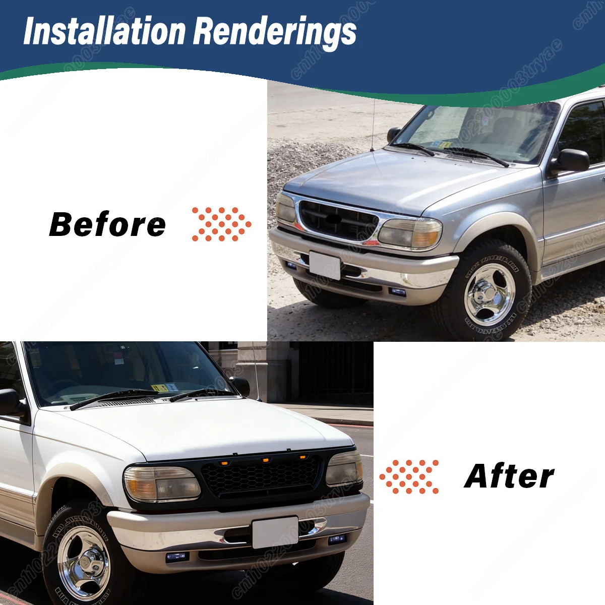 For Ford Explorer 1995 1996 1997 1998 1999 2000 2001 Car Front Bumper Modified Radiator Tank Protective Cover Body Off-road Kit