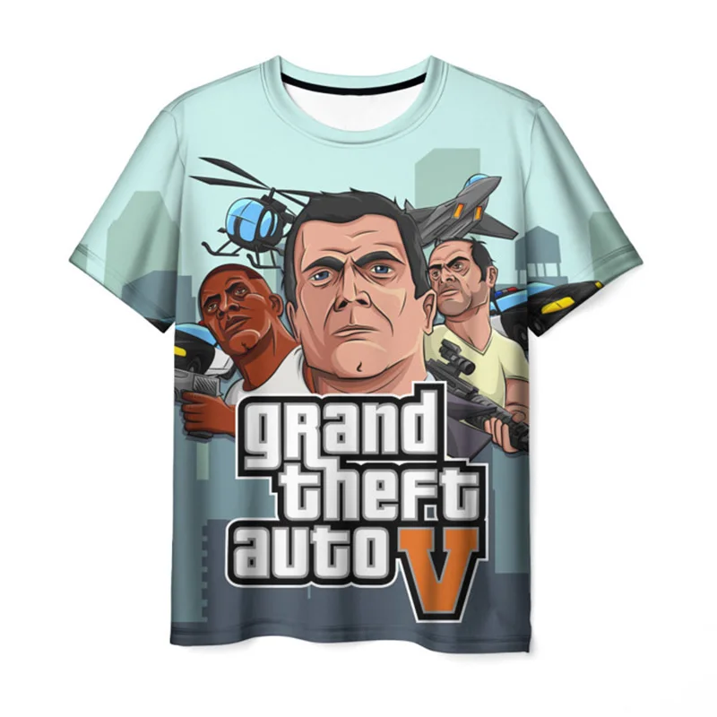 Summer Grand Theft Auto GTA 5 T-Shirts Game 3D Printed Men Women Fashion Oversized Short Sleeve T Shirt Kids Tees Tops Clothing