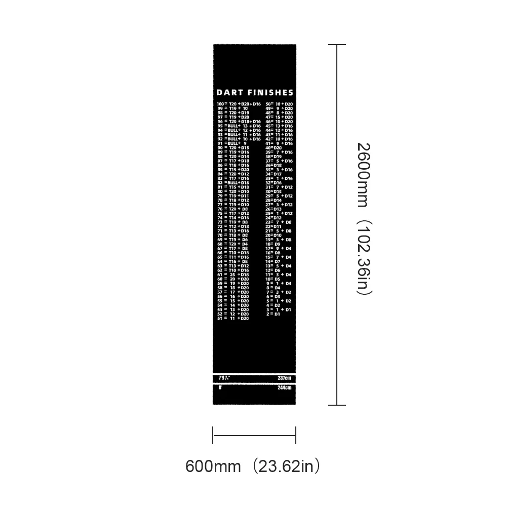 Darts Mat Checkouts Non Slip Professional Darts Mat with Throw Lines Heavy Duty Dart Points and Flooring Protector for Dart Game