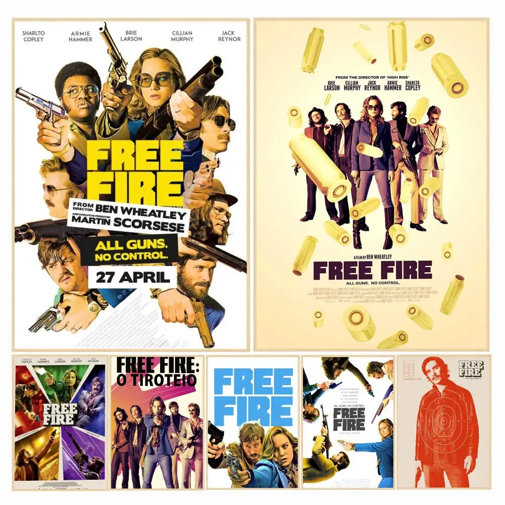 classic movie F-Free Fire-E Poster Decorative Wall Art Sticker for Cafe Office Bedroom and Living Room