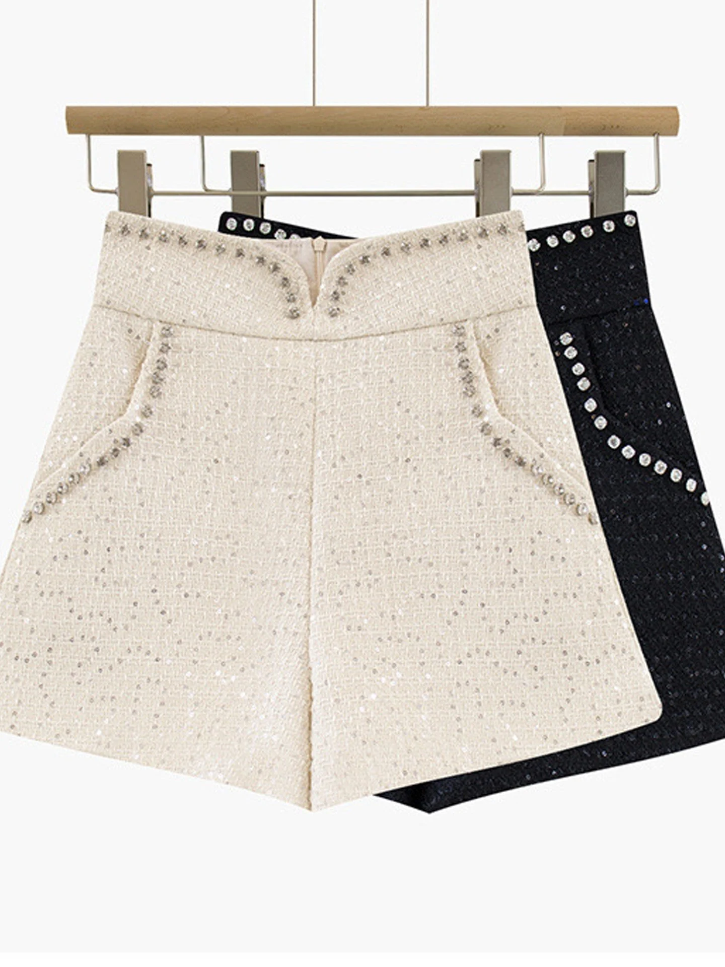 Korean Style High Waist Shiny Sequin Design Diamond Embedded Boot Pants Women's Casual Wide Leg Pants Autumn New Style