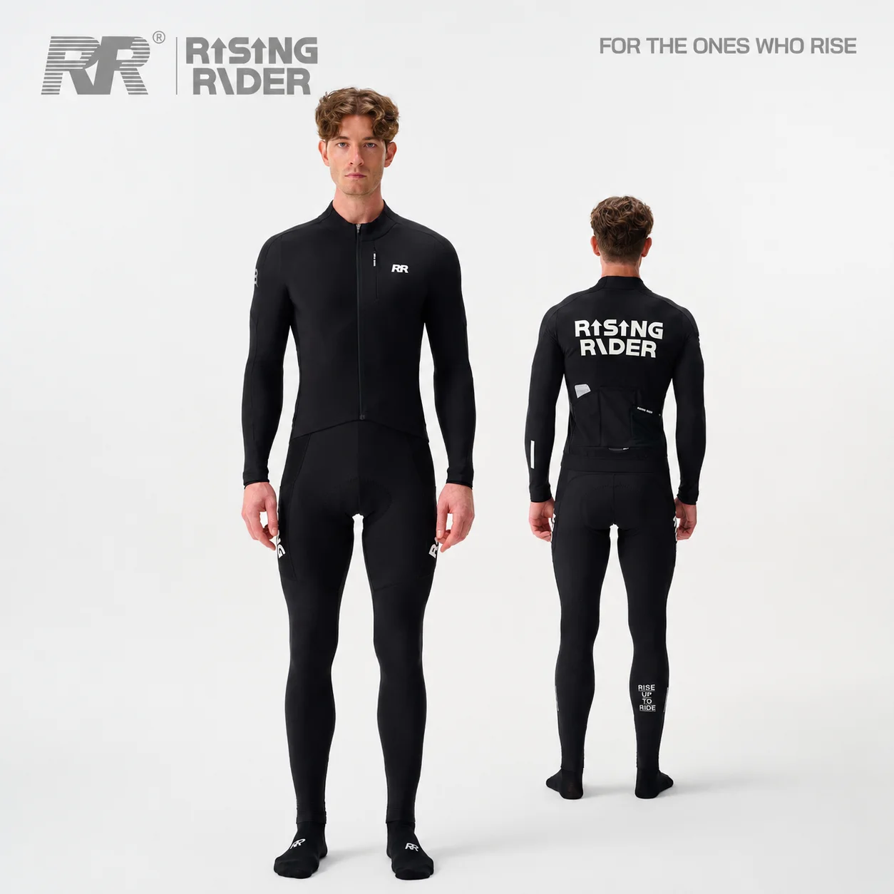 RR Men Cycling Bib Tights Autumn Winter Fleece Lined Road Bike Pants Double Arrow Pad