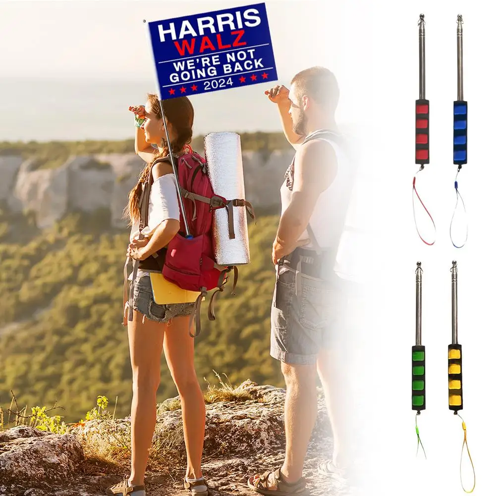 1.6m/5ft Upgrade Telescopic Handheld Flagpole Portable Guide Steel Telescopic Teaching Flagstaff Stick Stainles R1q8