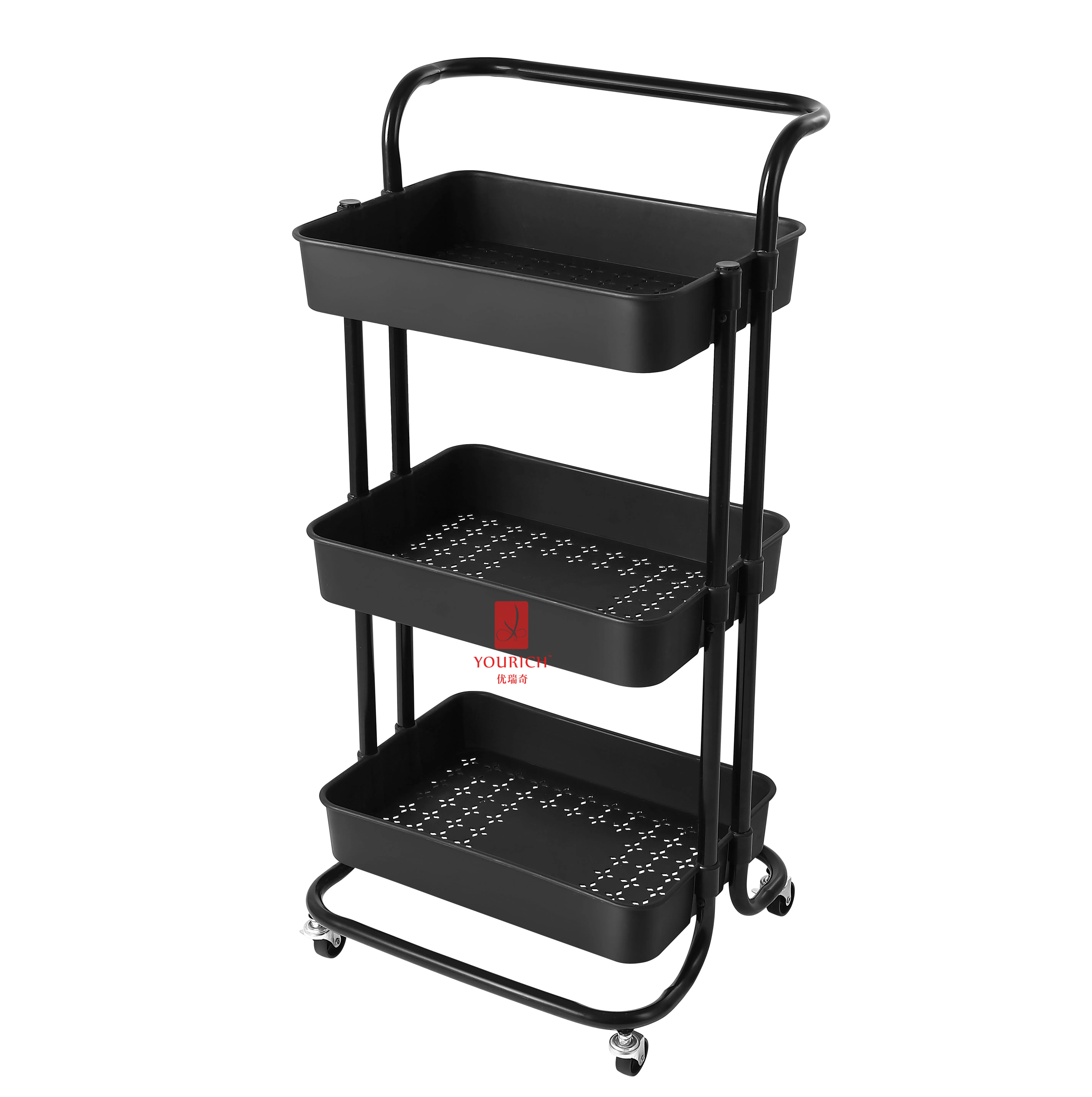 Salon Trolley,Modern Black Salon Trolley Iron Frame Multi-layer Wood Commercial Salon Furniture For Barber Shop Home Office Livi