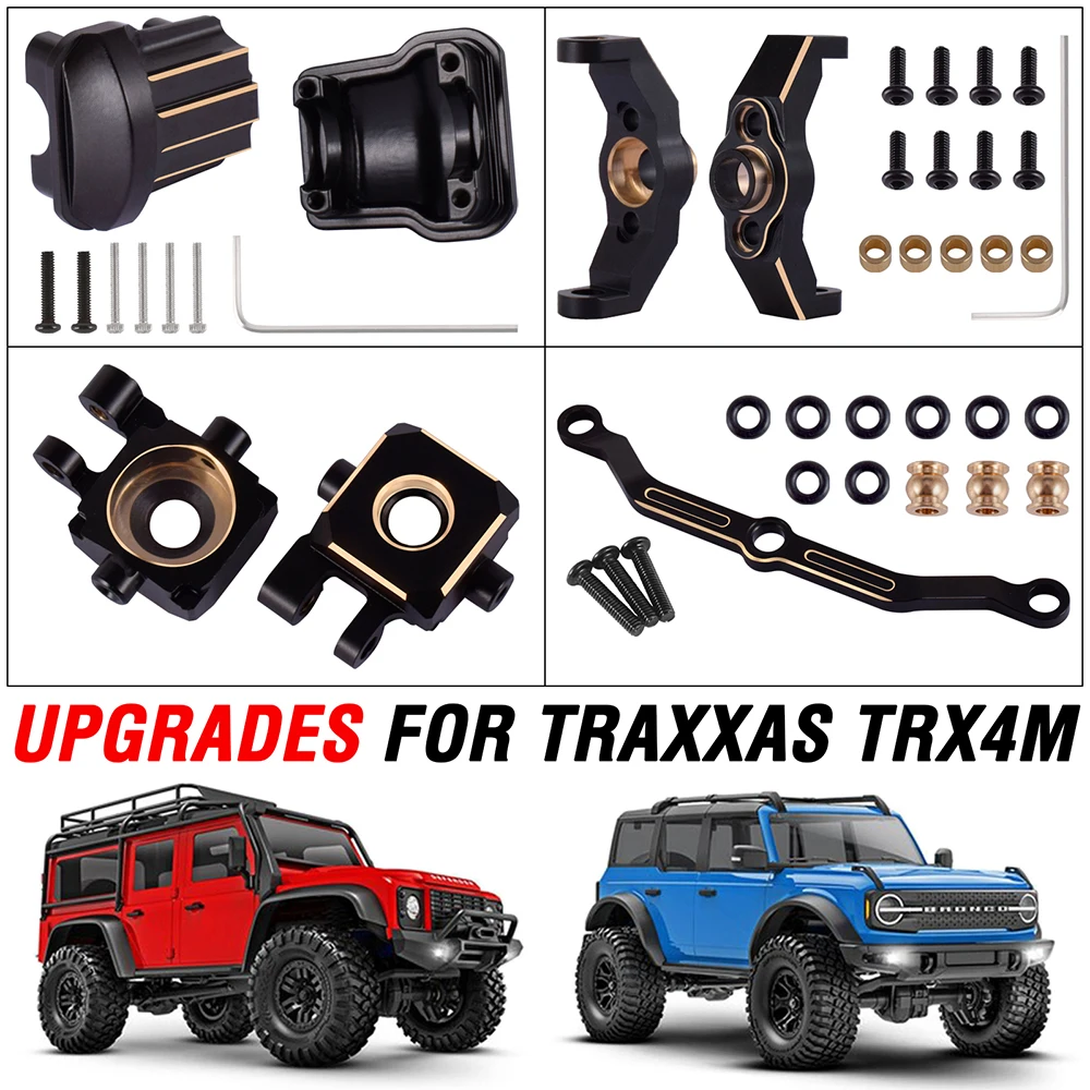 For TRX4M Upgrades Brass Steering Link Knuckle Alex Diff Cover Caster Blocks Traxxas TRX-4M 1/18 Upgrades RC Crawler Defender