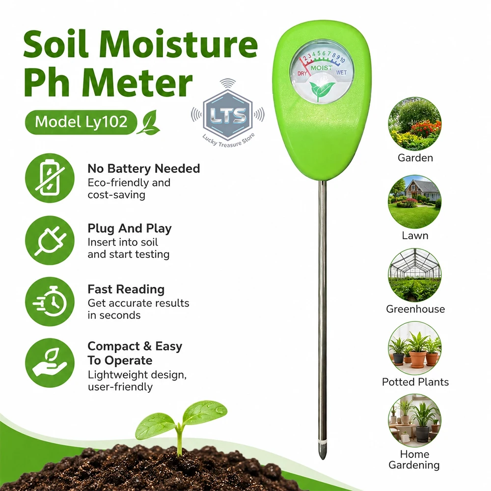 Soil Moisture Meter Outdoor Flower Plant Dry Wet Measuring Humidity Tool Soil Watering Detector Lawn No Batteries Required 2026