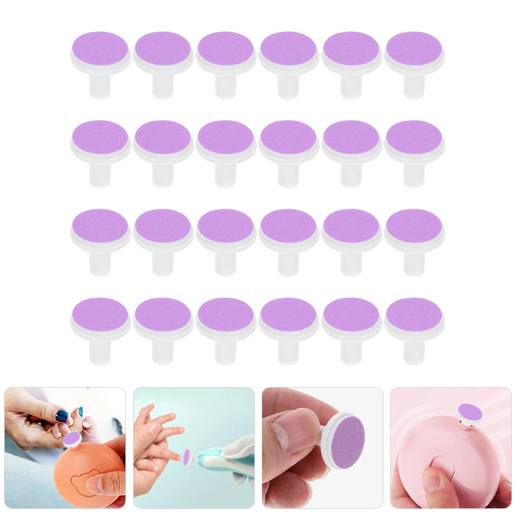 24 Pcs Nail Polisher Replacement Head Electric Trimmer Pads for Infant File Drill Plastic Tools