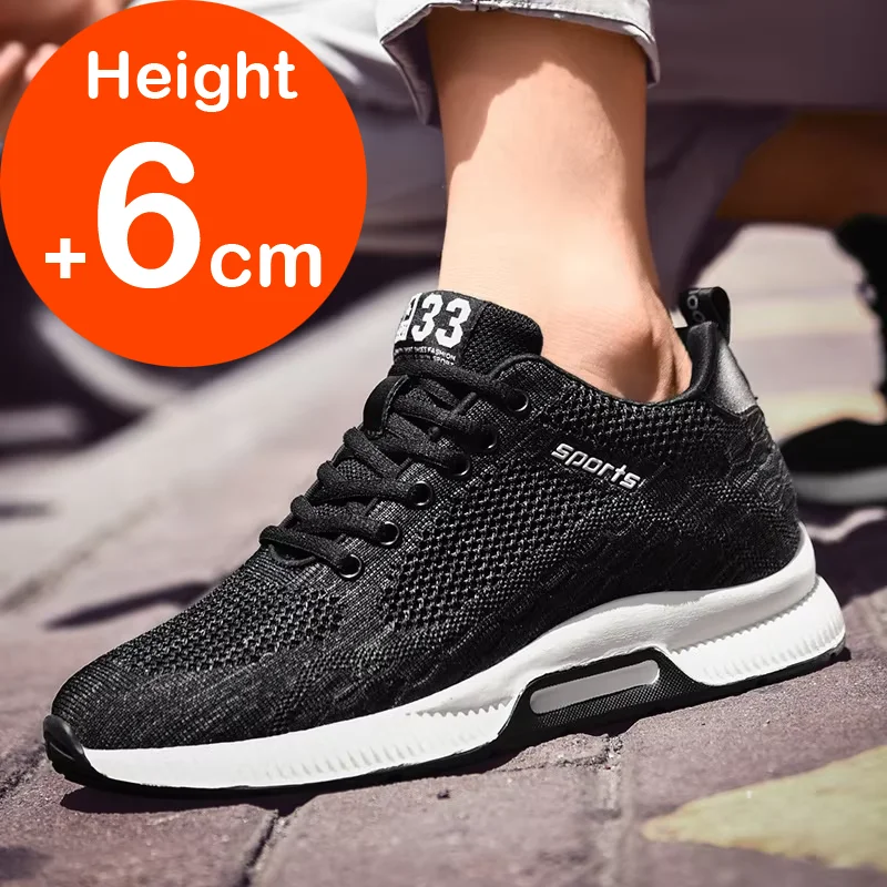 

Men Sneakers Elevator Shoes Hidden Heels Breathable Heightening Shoes For Men Increase Insole 6CM Sports Casual Height Shoes