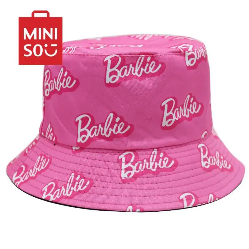 New Barbie Fisherman Hat Anime Kawaii Cartoon Girl Casual Fashionable Versatile Sunscreen Hat Birthday Gift for Girlfriend