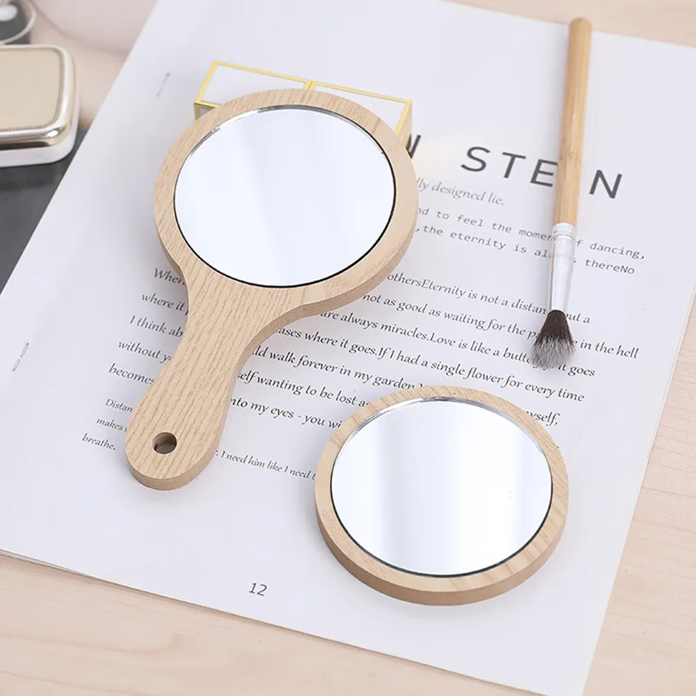 4 Pcs Pocket Mirror Exquisite Handheld Compact for Women Cosmetics Small Handle Hair-dressing Mirrors with