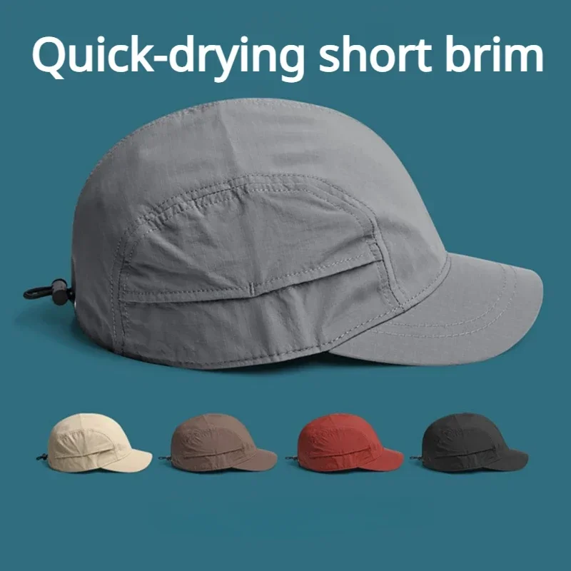 Japanese Style Workwear Short Brim Quick-Drying Baseball Cap Women\'s Summer Korean Street Versatile Short Brim Peaked Cap Men