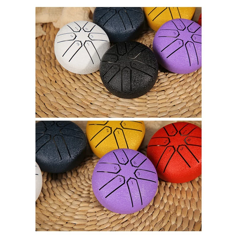 

HOES-3 Inch 6 Tone Mini Hollow Drum Steel Tongue Drum Hollow Drum Forget Worry Drum Percussion Instrument