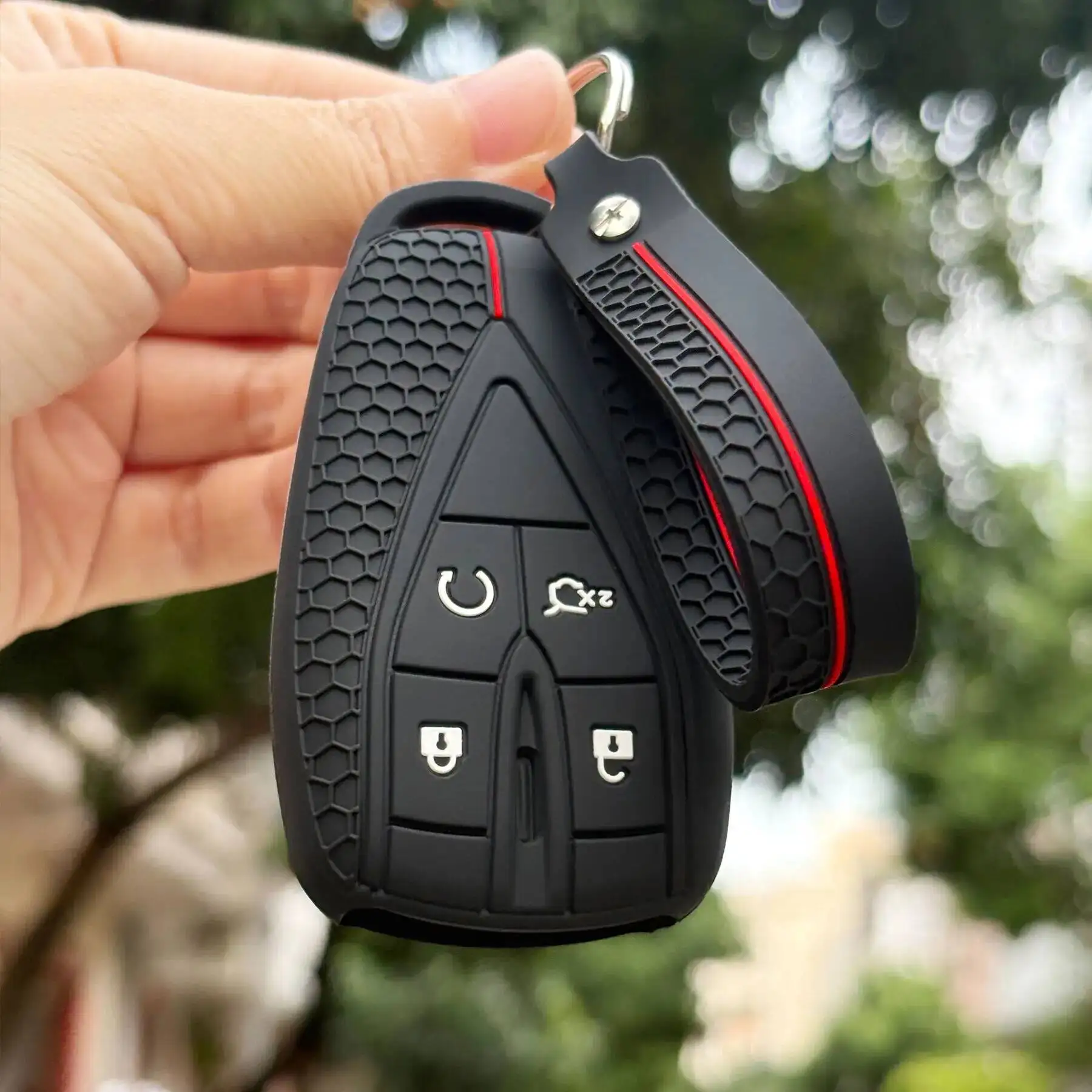 Silicone Car Remote Key Fob Cover Keychain for Changan UNI-T UNI-K CS35 CS55 CS75 plus UNI-V Oshan Z6 X5 X7 - Auto Accessory