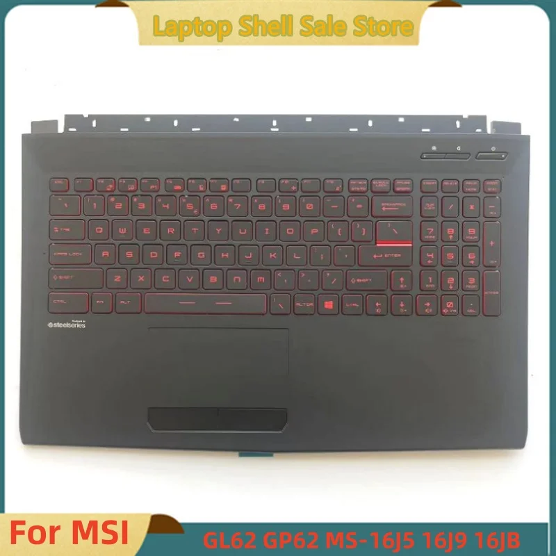 laptop upper case palmrest cover c shell teclado retroiluminado vermelho novo msi gl62 gp62 ms16j5 16j9 16jb 3076j1c614 01