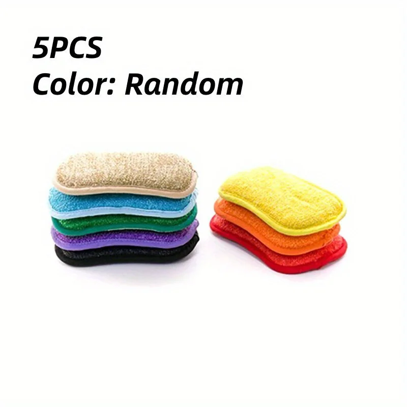 5PCS Super Absorbent Microfiber Double Sided Scrub Sponge for Dishwashing Kitchen Bathroom Clean Cloth Eraser Magic Sponge