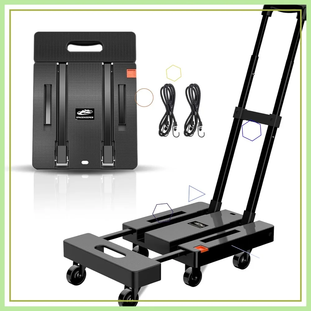 

Складная тележка для тяжелых грузов, грузоподъемность 227 кг, 6 колес и эластичные веревки для путешествий, переездов, покупок