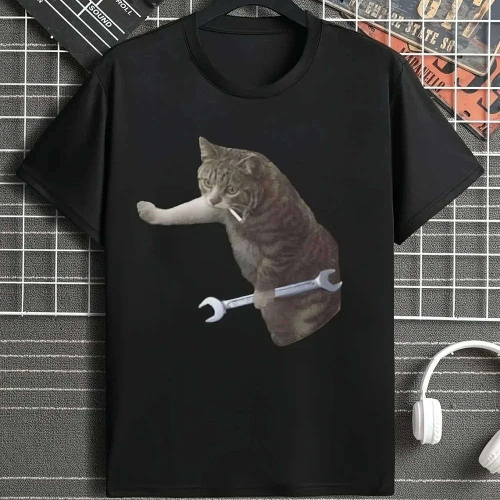 Funuy Women T Shirt Mechanical Cat Clothes Cute Cat Graphic Short Sleeved T-shirt Harajuku Summer Casual Female Clothing Top Tee