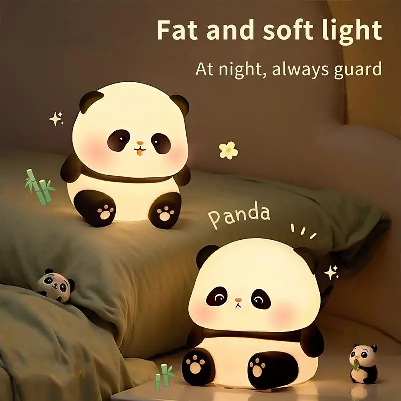 Touch Control Panda LED Night Light 3 Level Brightness Adjustable Plastic Lamp for Bedroom Bedside Home Decor