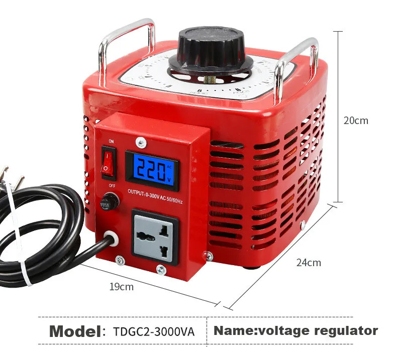 Manufacturer 1000W 2000W 3000W Ac Input 220V Output 0-300v Voltage Regulator Variac with Plug