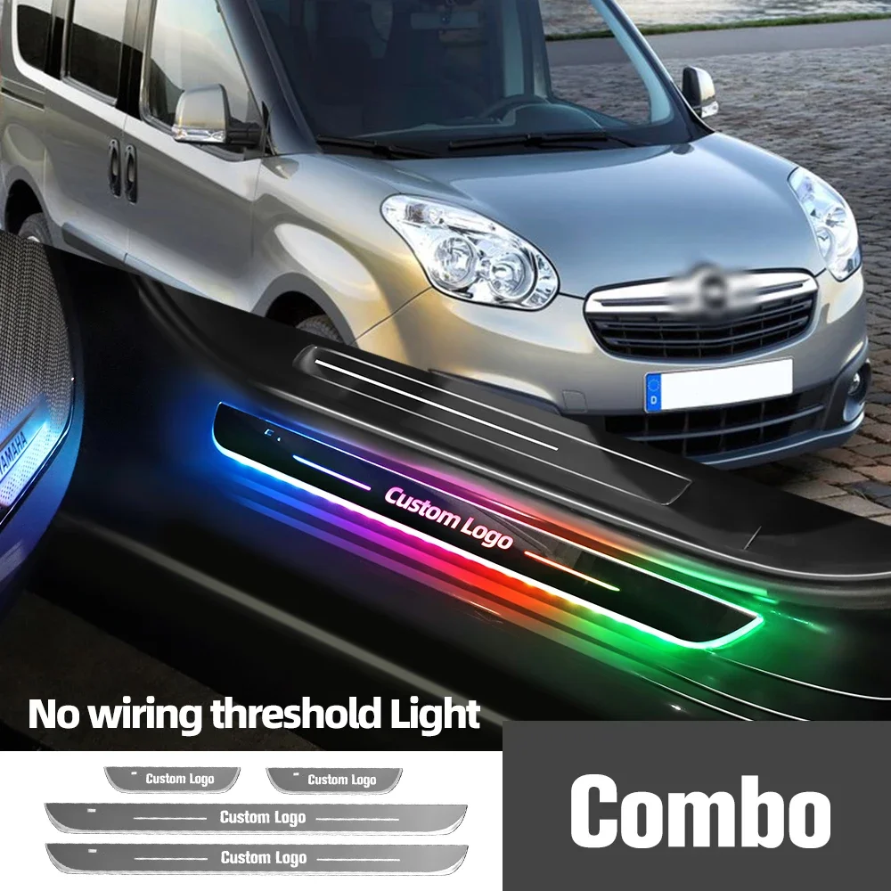 

For Opel Combo B C D 1994-2017 2012 2018 2020 Car Door Sill Light Customized Logo LED Welcome Threshold Pedal Lamp Accessories