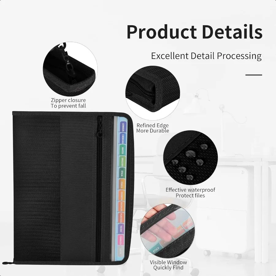 13 Folder File Perluasan Saku dengan Label Lengket Huruf Hitam A4