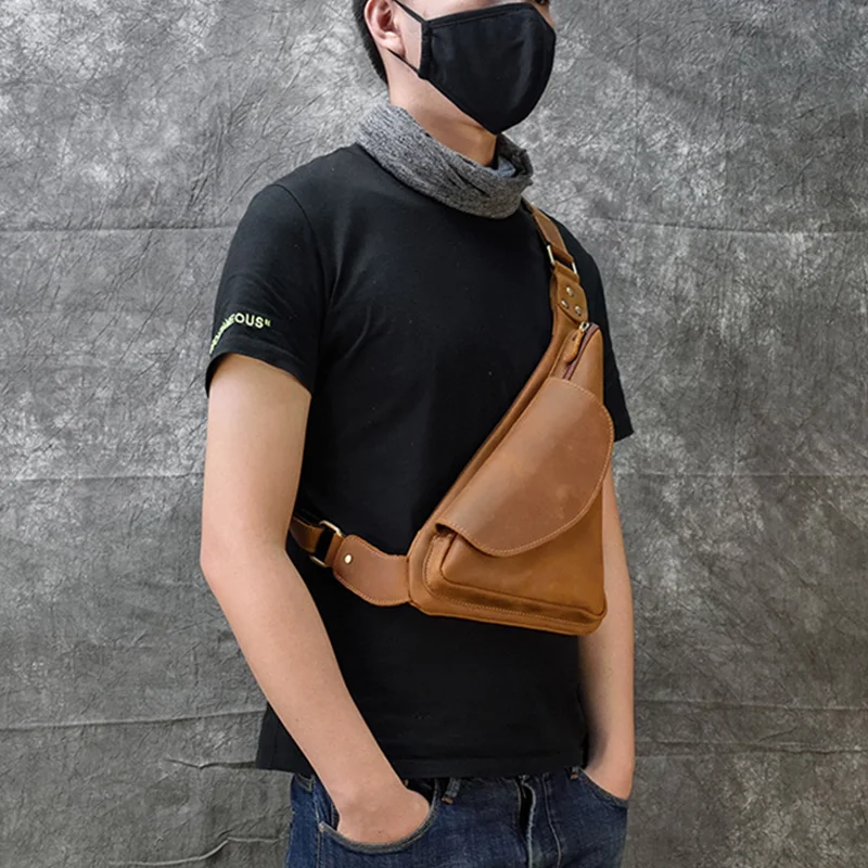 Genuine Leather Chest Bags Hot sold in the Factory Vintage Cowhide Chest Bags High quality Cowhide Shoulder and Cross  body Bags