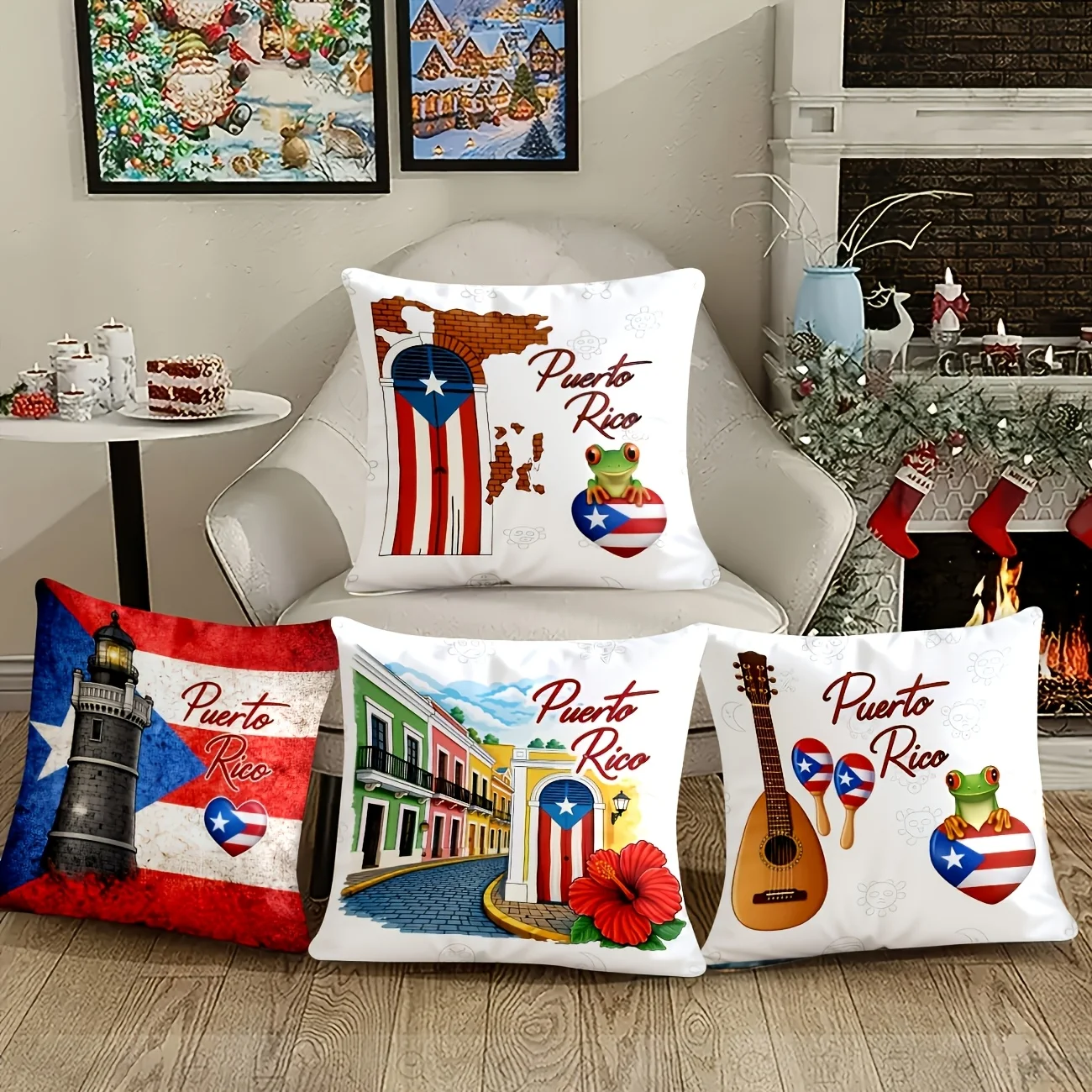 4pcs Puerto Rico Themed Ultra Soft Pillow Covers, Double Side 2D Flat Printing, Perfect for Daily, Valentine's Day, Mother's Day