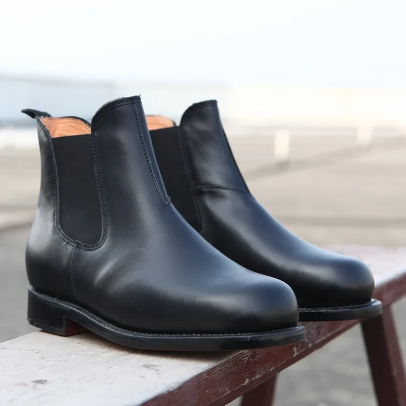 

Vintage Ankle Boots Male Design Fashion Mid-Calf Genuine Leather Round Toe Outdoor Casual Work Chelsea Boots Men Safety Shoes