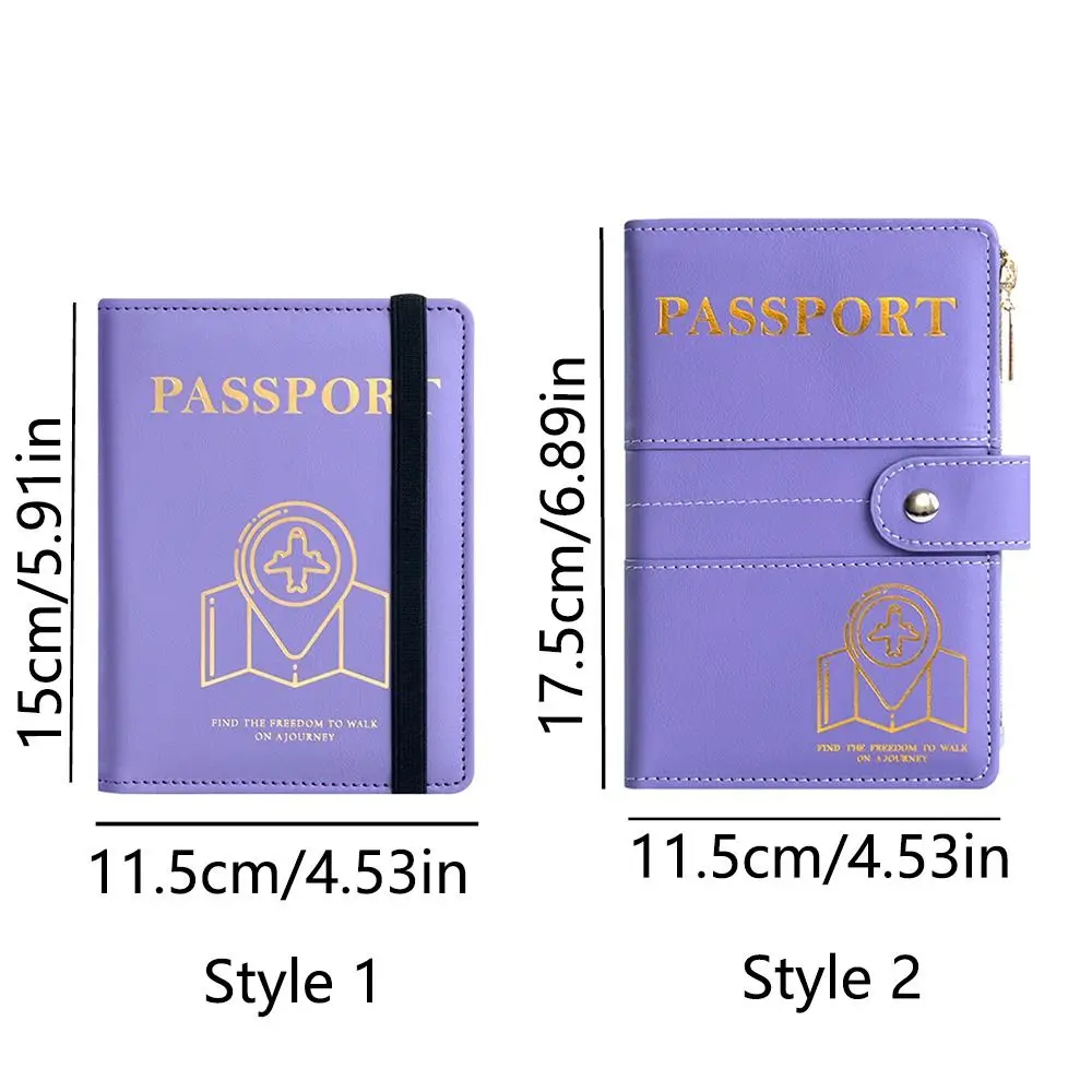 Card Slot Blocking Passport Holder Waterproof RFID Passport Shield ID Card Case PU Leather Anti-Lost Travel Document Holder