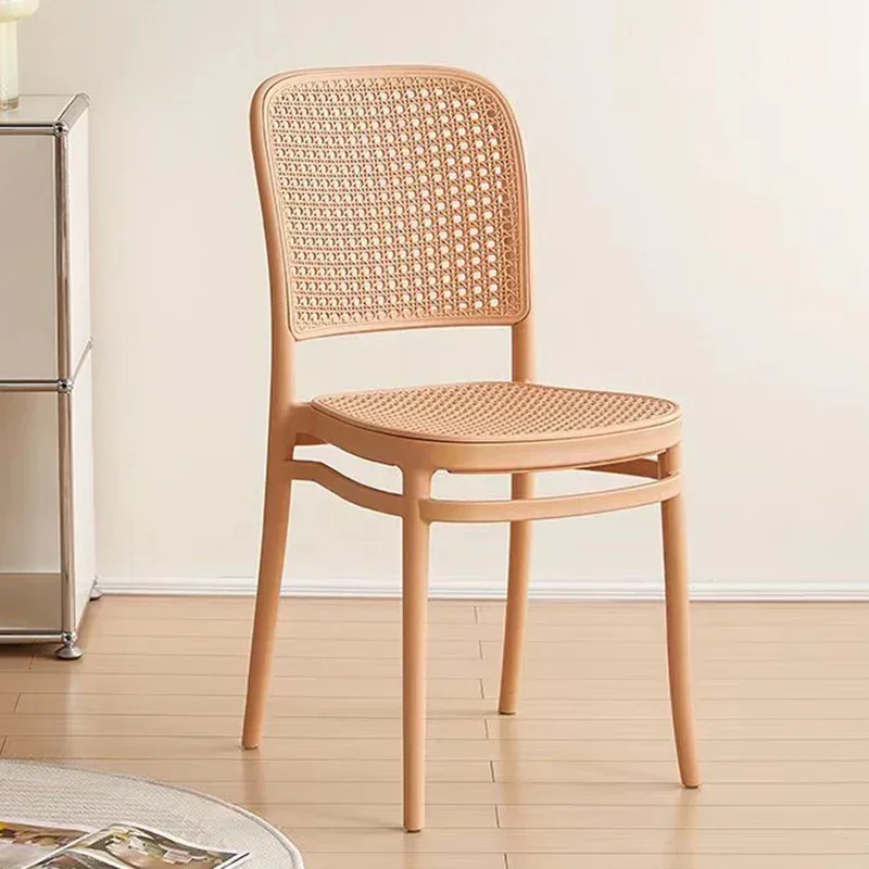 Stacking Computer Chairs for Stable Load-bearing Kitchen Furniture, Nordic Dining Chairs Imitating Rattan Dining Chairs