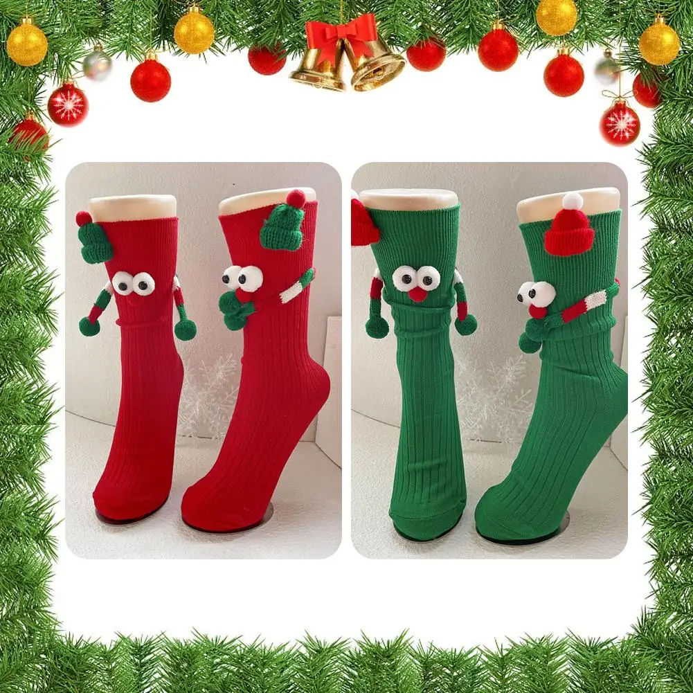 Cute Magnet Socks Elastic Soft Cartoon Hand Socks Holiday Gift Comfortable Funny Christmas Supplies Gift For Winter Valentine's