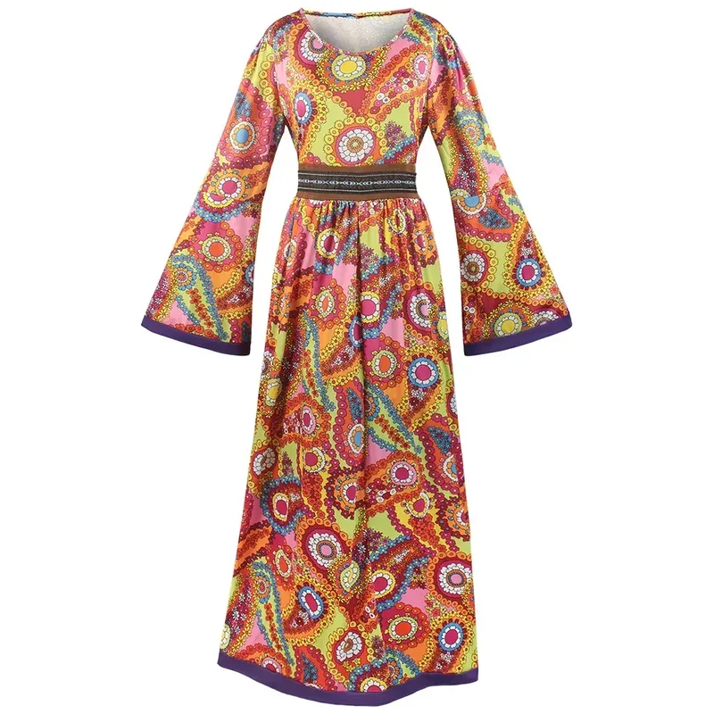 Vintage retro 60s 70s Peace Love Party Rock Disco Hippie Cosplay Costume Masquerade Indian Tribe Fancy Woman Dress Halloween