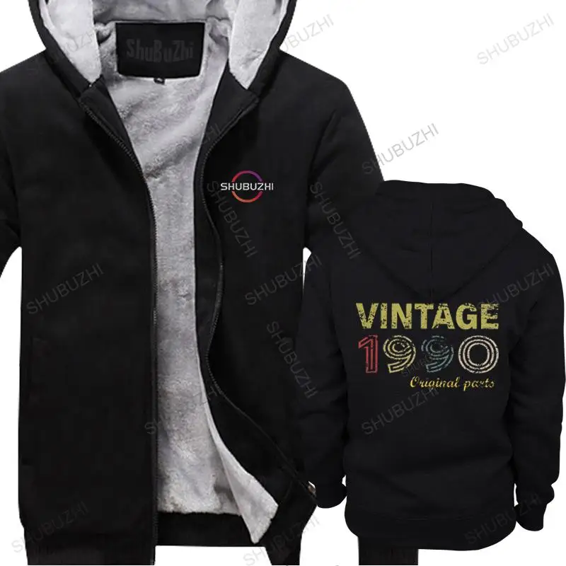 Unique Men's Vintage 1990 Original Parts fleece falls Cotton Leisure thick  Birthday hoodies Loose Fit Appare European size