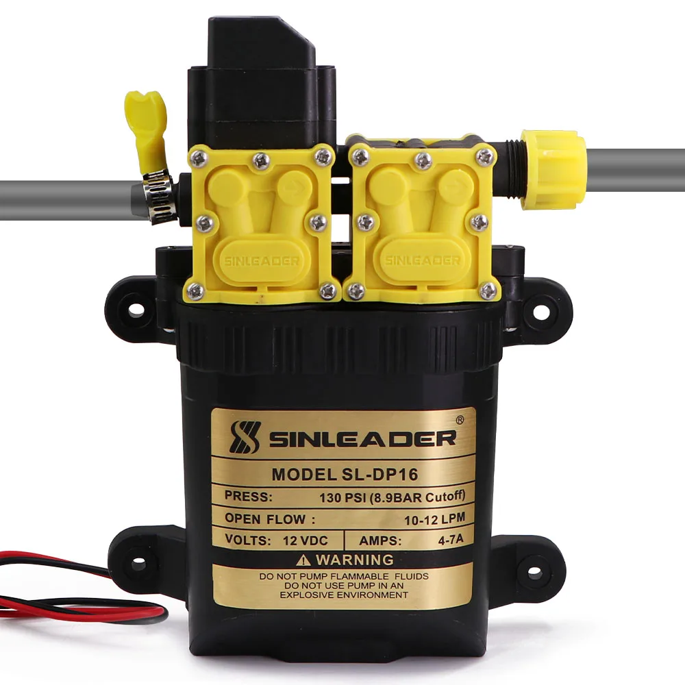 

12V 130PSI Dual-core Electric Water Sprayer Pump High Pressure Diaphragm Pump Garden Irrigation Car Wash Bare Wire Ends & DC5521