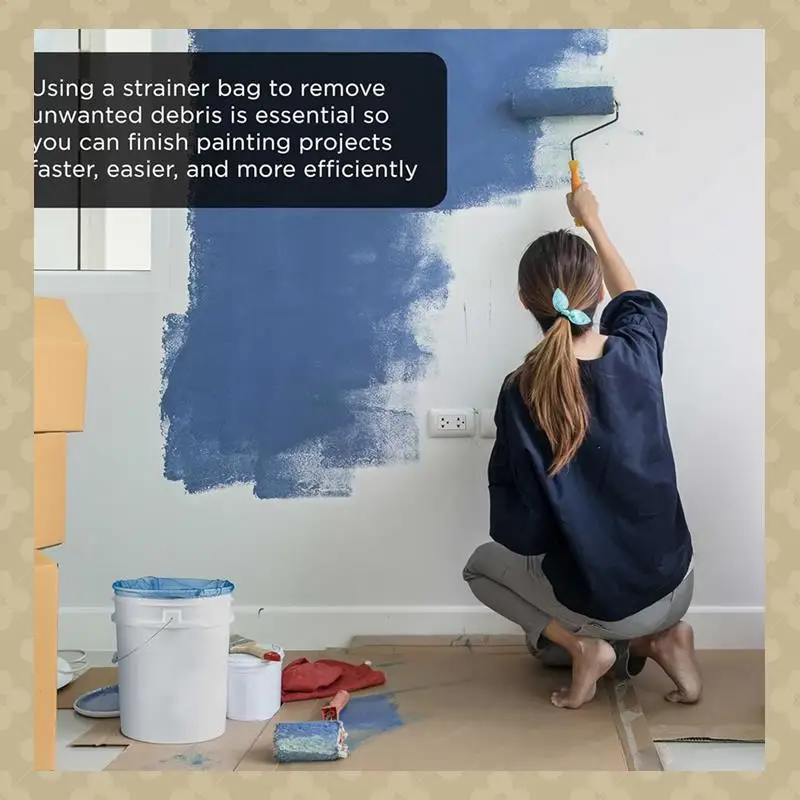 

AB45 5-галонный фильтр-мешок для жидкого фильтра для краски с тонкой нейлоновой сеткой, одноразовый фильтрующий мешок, эластичный верхний отверстие, 12 упаковок