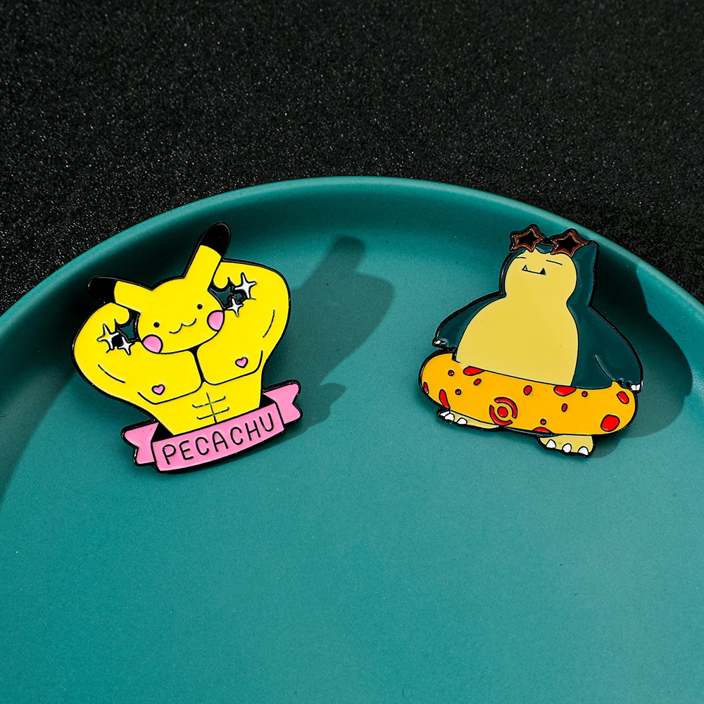 Эмалированные-броши-с-героями-мультфильмов-аниме-«Покемон-Пикачу»-забавный-значок-«Снорлакс»-булавка-на-лацкан-одежда-шляпа-аксессуары-подарок-для-мальчиков-и-мужчин