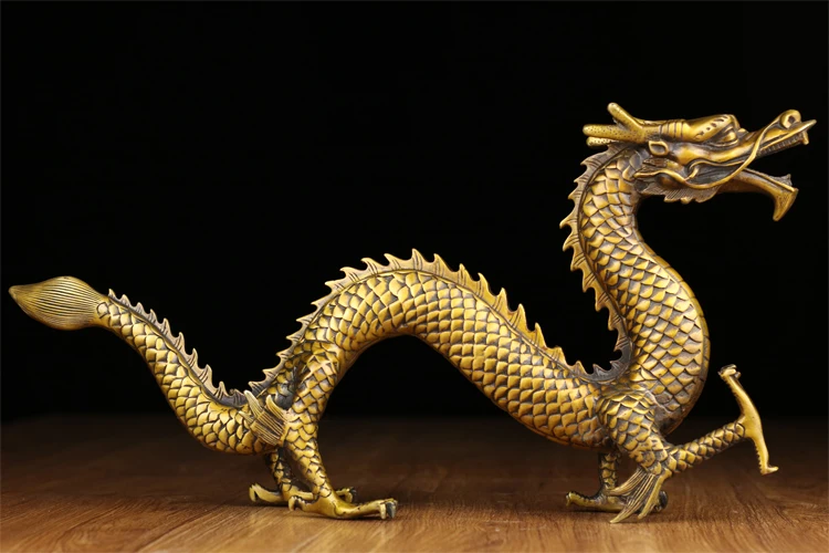 50CM large home business TOP protective-efficacious Talisman office Protection Money Drawing Dragon FENG SHUI Brass statue