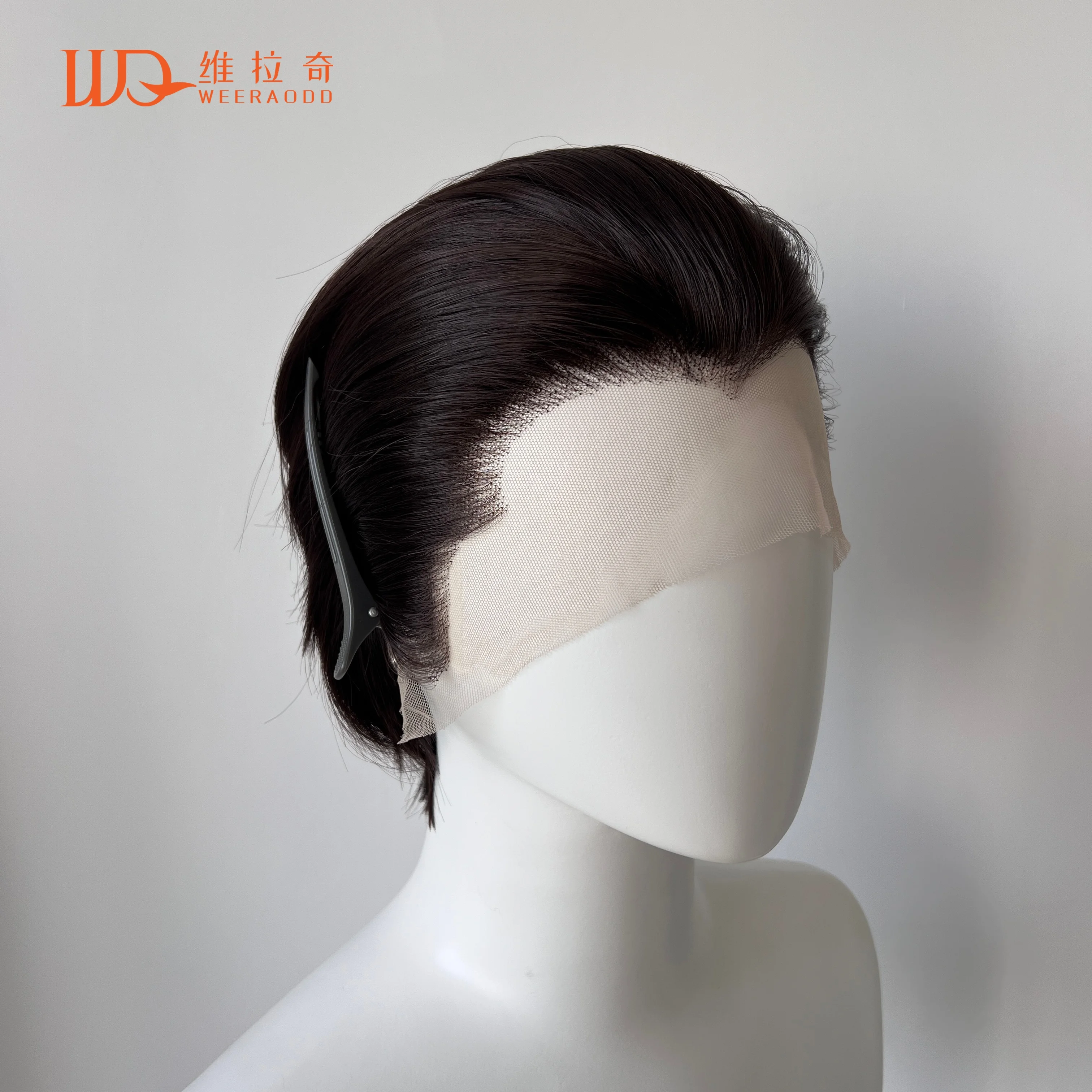 Темно-коричневые синтетические парики для мужчин 13x4 Парики спереди на шнуровке Короткие парики для косплея с пиком вдовы для женщин 150% плотность бесклеевые