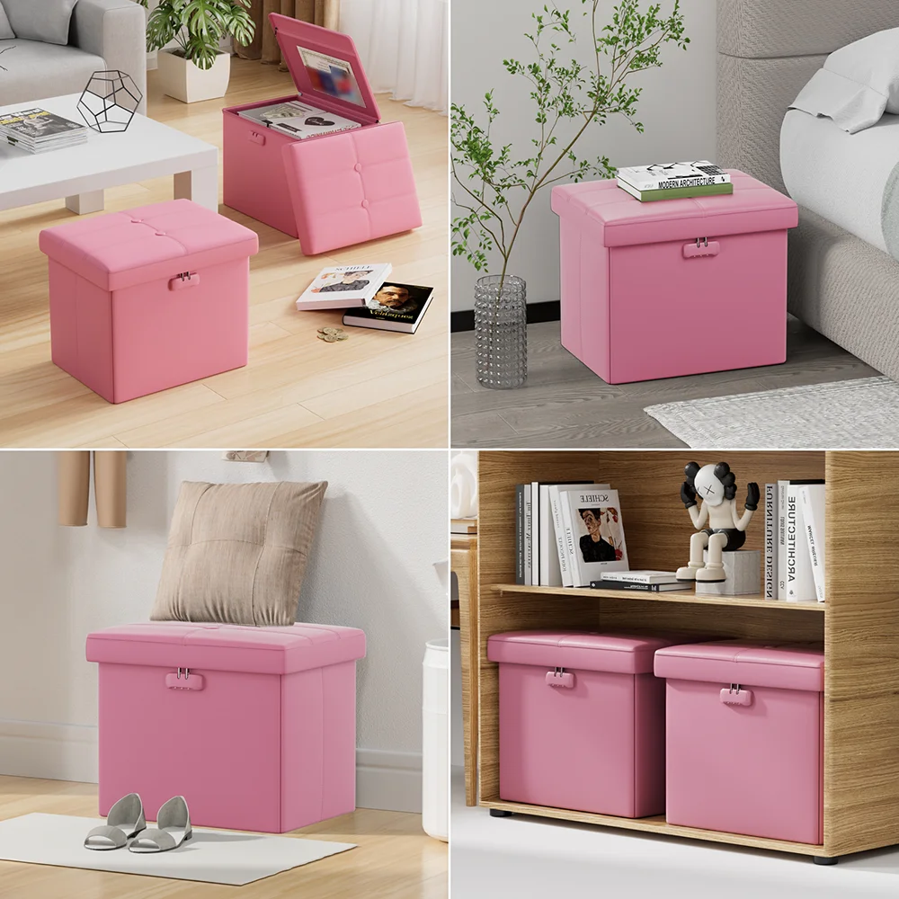 Fireproof Waterproof Storage Stool, Document Filing Box, Large Foldable Office Storage Box, Large-Capacity Storage Box with Lid