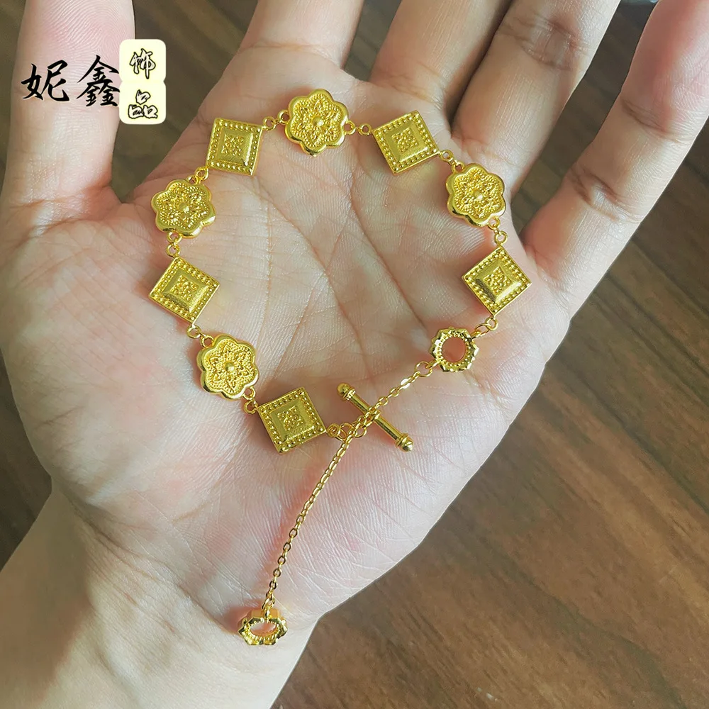 Huacai Heritage Bracelet Women's 24K Gold AU999 - Inherited gorgeous golden ornament, pure gold sparkle, daily collection wear