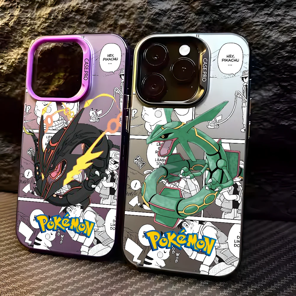 Cool Japan Anime Rayquaza Phone Case For IPhone 16 15 14 13 12 11 Pro Max Black Matte Multicolor Laser Metallic Aurora Funda