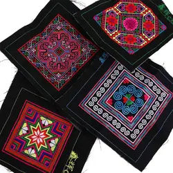 Square Ethnic Style Cloth Patch Flower Pattern Miao Embroidery Clothing Applique Embroidered Fabric Clothing Patch Sewing