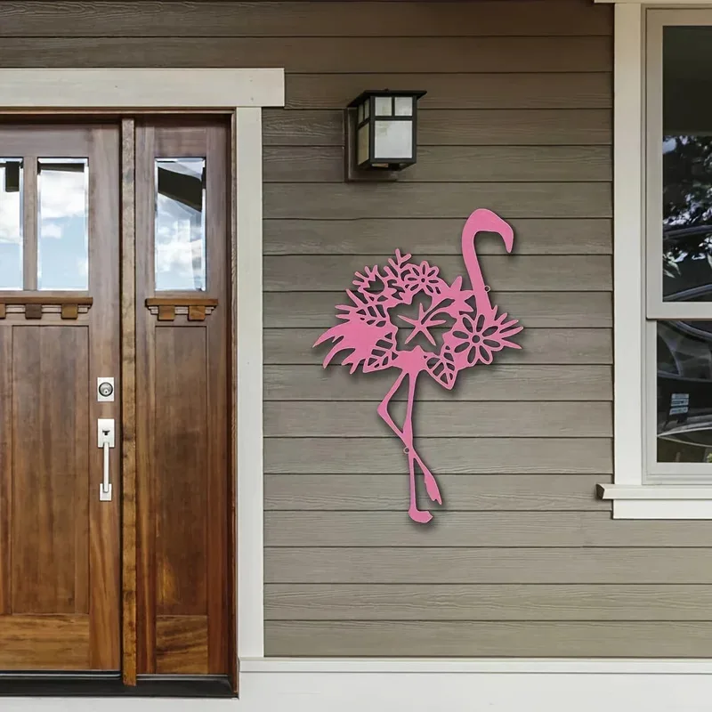 1pc, metal flamingo mural decoration, metal flamingo outdoor sculpture, indoor home wall decorations, gifts, metal artwork