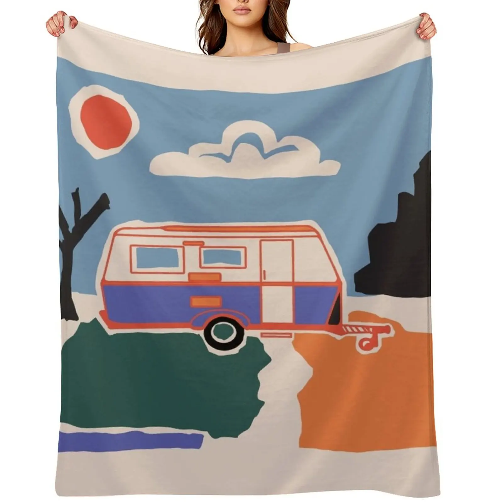 Retro Vintage Caravan Throw Blanket Travel cosplay anime bed plaid Furry Blankets