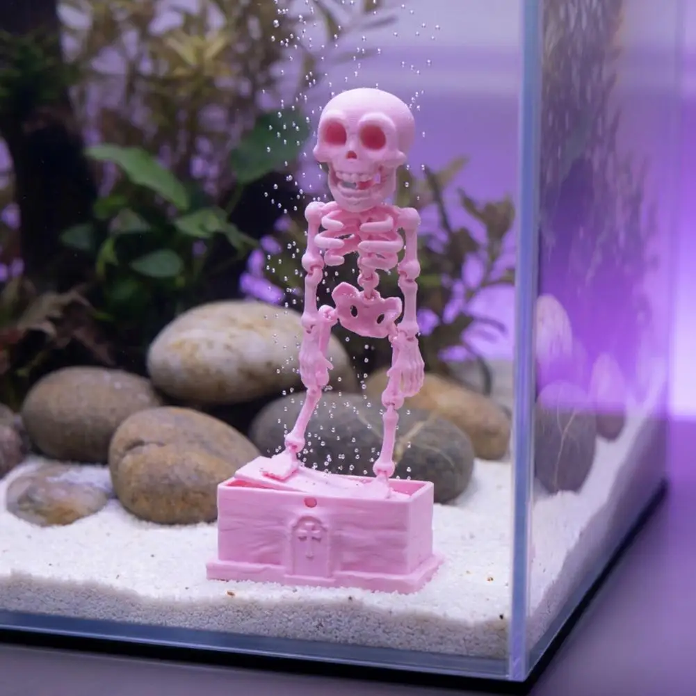 Ornamental Fish Tank Bubbler Dancing Skeleton Aquarium Bubbler Ornament Air Driven Dynamic Fish Tank Decoration with for Betta