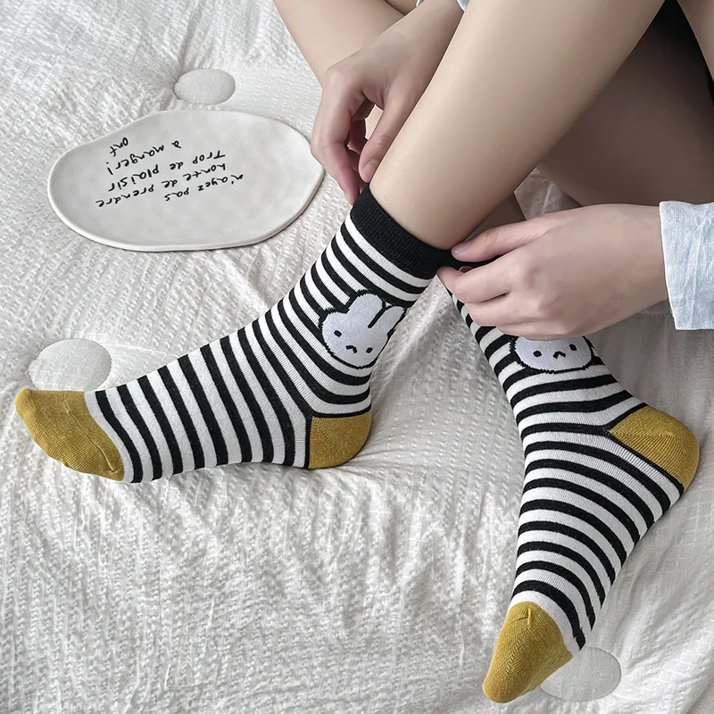 Miffy Cartoon Unisex Cotton Breathable Tube Socks High Color Value Creative Cute All Match Gift Socks view 3